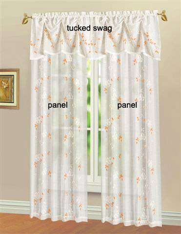 Brenda Embroidered Snow Voile Panels and Valance - CLEARANCE