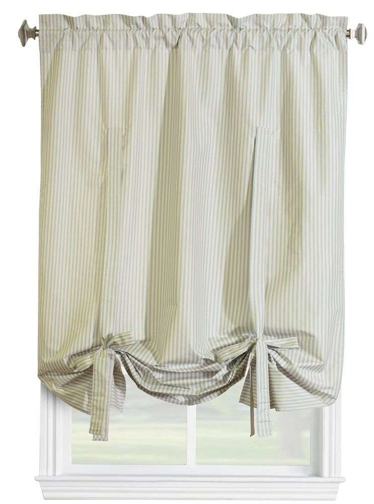 Ticking Stripe Rod Pocket Tie Up Shade - Closing Out | The Curtain Shop